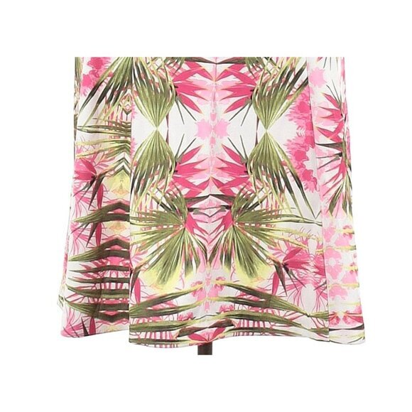 INC Womens Skirt Tropical Floral Palm A-Line‎ Knee Length Pink Green Plus 1X - Picture 3 of 8